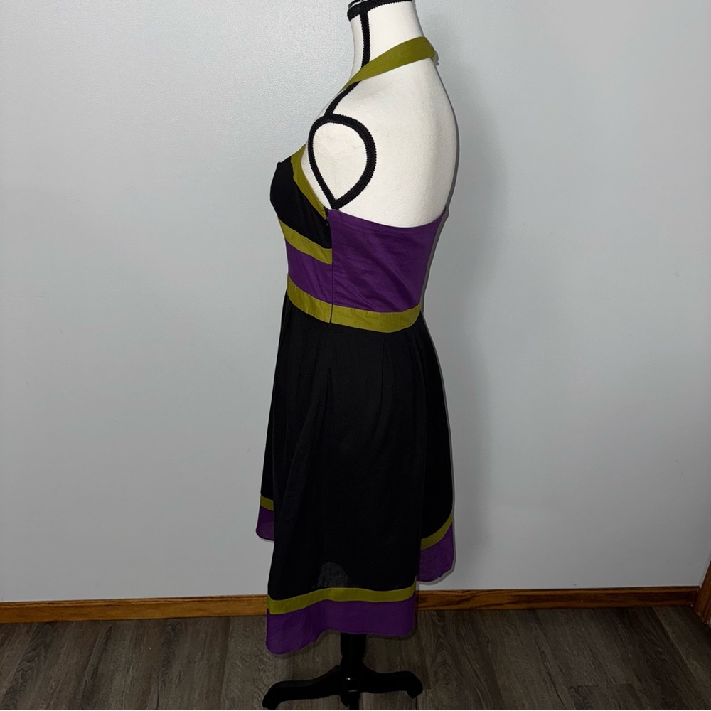 Vintage Y2K Retro Inspired Color Block Kenar Dress Pin-Up Rockabilly Halter sz 6 - Picture 2 of 16
